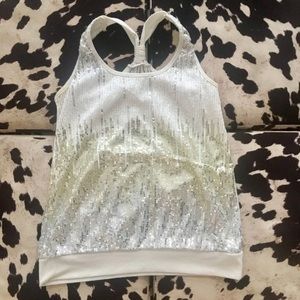 ❤️ombré white silver sequence tank top